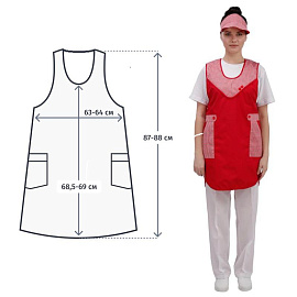 Фартук-сарафан для торговли Фантазия красный с козырьком