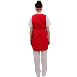 Фартук-сарафан для торговли Фантазия красный с козырьком