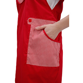 Фартук-сарафан для торговли Фантазия красный с козырьком