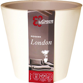 Горшок для цветов InGreen London 5 л с внутренней вставкой 4.5 л сливочный (20.8x23 см)