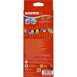 Карандаши цветные Kores Duo 12 карандашей 24 цвета трёхгранные (двусторонние)