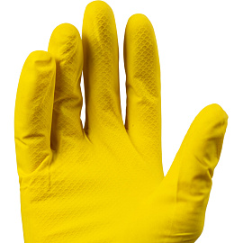 Перчатки латексные с хлопковым напылением повышенная прочность желтые (размер 8, М)