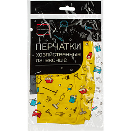 Перчатки латексные с хлопковым напылением повышенная прочность желтые (размер 8, М)