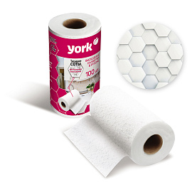 Салфетки универсальные в рулоне 100 шт. СОТЫ 22,5х25 см, 40 г/м2, 30% вискоза 70% полиэфир, YORK, 20430