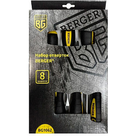 Набор отвёрток Berger BG1062 (8 штук) фото Набор отвёрток Berger BG1062 (8 штук)