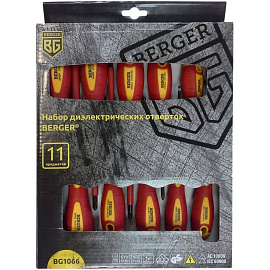 Набор отверток диэлектрических Berger до 1000V 11 штук (BG1066)