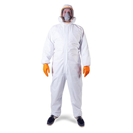 Комбинезон одноразовый с капюшоном Jeta Safety JPC58 белый 58 г/кв.м (размер М)