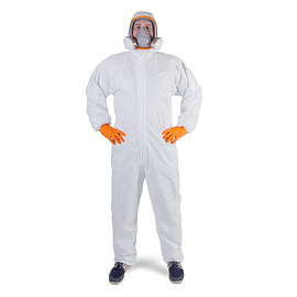 Комбинезон одноразовый с капюшоном Jeta Safety JPC58 белый 58 г/кв.м (размер L)