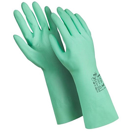 Перчатки КЩС латексные Manipula Контакт L-F-02/CG-945 с хлопковым напылением зеленые (размер 8-8.5, M)