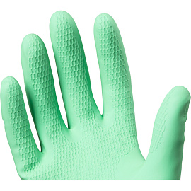 Перчатки КЩС латексные Manipula Контакт L-F-02/CG-945 с хлопковым напылением зеленые (размер 8-8.5, M)