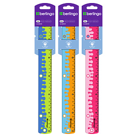 Линейка 30см Berlingo "Hybrid", пластиковая, нескользящая, ассорти, европодвес
