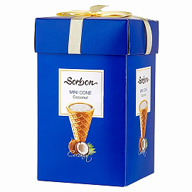 Конфеты мини-рожки в индивидуальной упаковке SORBON "Кокос", 200 г фото Конфеты мини-рожки в индивидуальной упаковке SORBON "Кокос", 200 г
