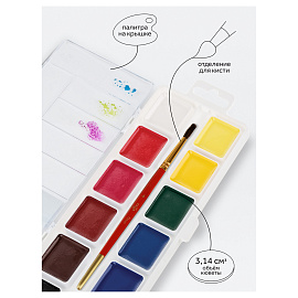 Краски акварельные Гамма Классическая медовые 12 цветов фото Краски акварельные Гамма Классическая медовые 12 цветов