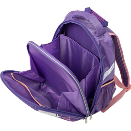 Ранец Комус Класс (№1 School) Light Котики анатомический сиреневый с двумя отделениями