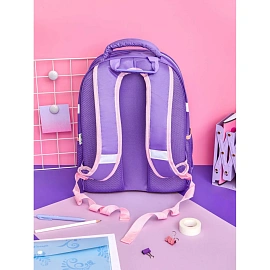 Ранец Комус Класс (№1 School) Light Котики анатомический сиреневый с двумя отделениями