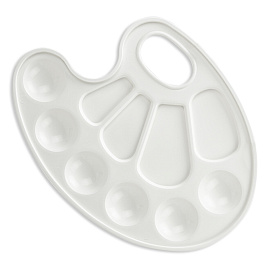 Палитра для рисования BRAUBERG KIDS, белая, овальная, 10 ячеек, 192353 фото Палитра для рисования BRAUBERG KIDS, белая, овальная, 10 ячеек, 192353