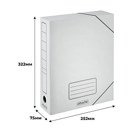 Короб архивный гофрокартон Attache на резинках 252x75x322 мм белый до 750 листов