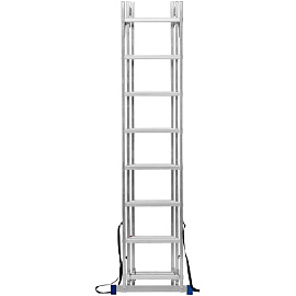 Лестница универсальная Сибртех алюминиевая трехсекционная 3x8 ступеней (97818)