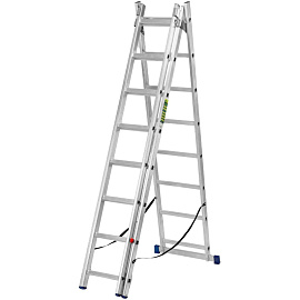 Лестница универсальная Сибртех алюминиевая трехсекционная 3x8 ступеней (97818)