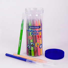 Фломастеры в тубе классические 24 цвета, вентилируемый колпачок, BRAUBERG "PREMIUM", 152199