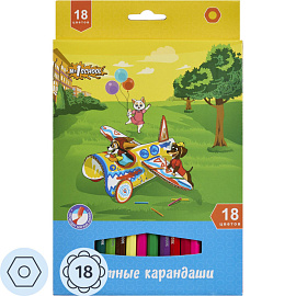 Карандаши цветные №1 School Шустрики 18 карандашей 18 цветов шестигранные