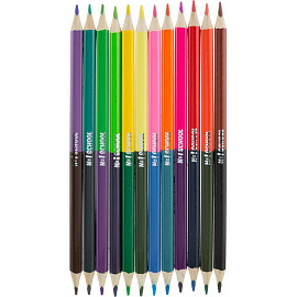 Карандаши цветные №1 School Шустрики 12 карандашей 24 цвета трёхгранные (двусторонние)