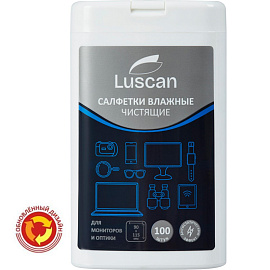 Салфетки влажные для экранов Luscan (Attache Selection) с антистатическим эффектом 9x11.5 см (100 штук в мини-тубе)