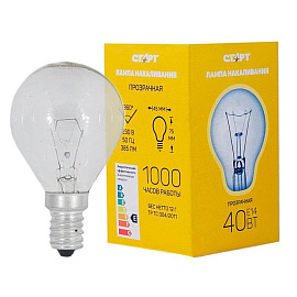Лампа накаливания Старт 40 Вт E14 G 2750 К 385 Лм