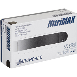 Перчатки медицинские смотровые нитриловые NitriMax текстурированные нестерильные неопудренные размер M (7-8) чёрные (50 пар/100 штук в упаковке)