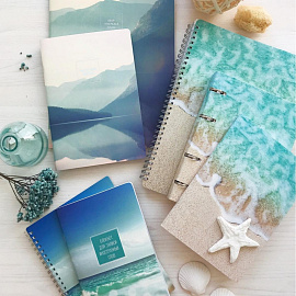 Тетрадь на кольцах со сменным блоком Be Smart Nature Прибой A5 80 листов с рисунком в клетку с перфорацией, матовая ламинация