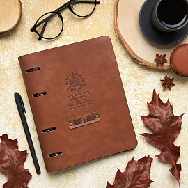 Бизнес-тетрадь Infolio Study Airplane A5 120 листов коричневая в клетку с перфорацией, блинтовое тиснение