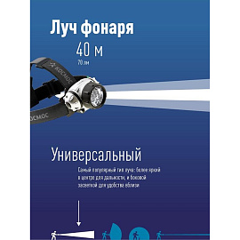Фонарь налобный светодиодный Космос H7LED на батарейках (KOC-H7-LED)