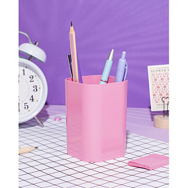 Подставка-стакан для канцелярских принадлежностей Attache Selection розовая 10x7x7 см