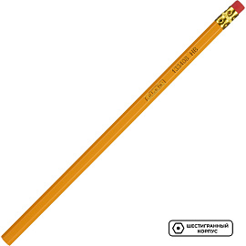 Карандаш чернографитный HB с ластиком Attache незаточенный шестигранный