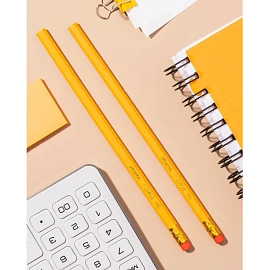 Карандаш чернографитный HB с ластиком Attache незаточенный шестигранный