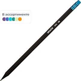 Карандаш чернографитный деревянный HB с ластиком Attache Alfa заточенный чёрный (12 штук в упаковке)