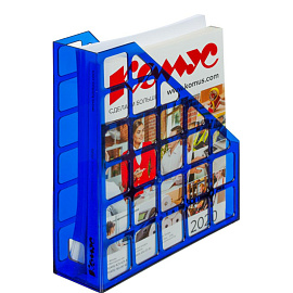 Лоток вертикальный для бумаг 75 мм Attache Line пластиковый синий