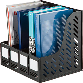 Лоток вертикальный для бумаг 370 мм Attache пластиковый черный 4 отделения