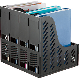 Лоток вертикальный для бумаг 370 мм Attache пластиковый черный 4 отделения