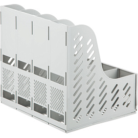 Лоток вертикальный для бумаг 370 мм Attache пластиковый серый 4 отделения