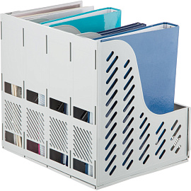 Лоток вертикальный для бумаг 370 мм Attache пластиковый серый 4 отделения