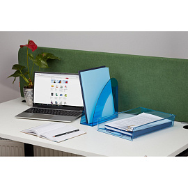 Лоток вертикальный для бумаг 90 мм Attache Bright Colours прозрачный голубой