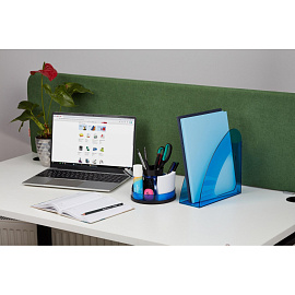 Лоток вертикальный для бумаг 90 мм Attache Bright Colours прозрачный голубой