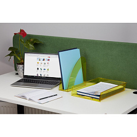 Лоток горизонтальный для бумаг Attache Bright Colours пластиковый желтый решетчатый