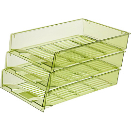 Лоток горизонтальный для бумаг Attache Bright Colours пластиковый зеленый решетчатый