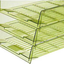 Лоток горизонтальный для бумаг Attache Bright Colours пластиковый зеленый решетчатый