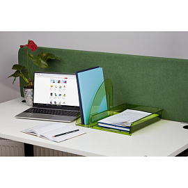 Лоток горизонтальный для бумаг Attache Bright Colours пластиковый зеленый решетчатый