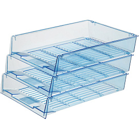 Лоток горизонтальный для бумаг Attache Bright Colours пластиковый голубой решетчатый