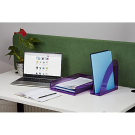 Лоток горизонтальный для бумаг Attache Bright Colours пластиковый фиолетовый решетчатый