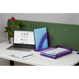 Лоток горизонтальный для бумаг Attache Bright Colours пластиковый фиолетовый решетчатый